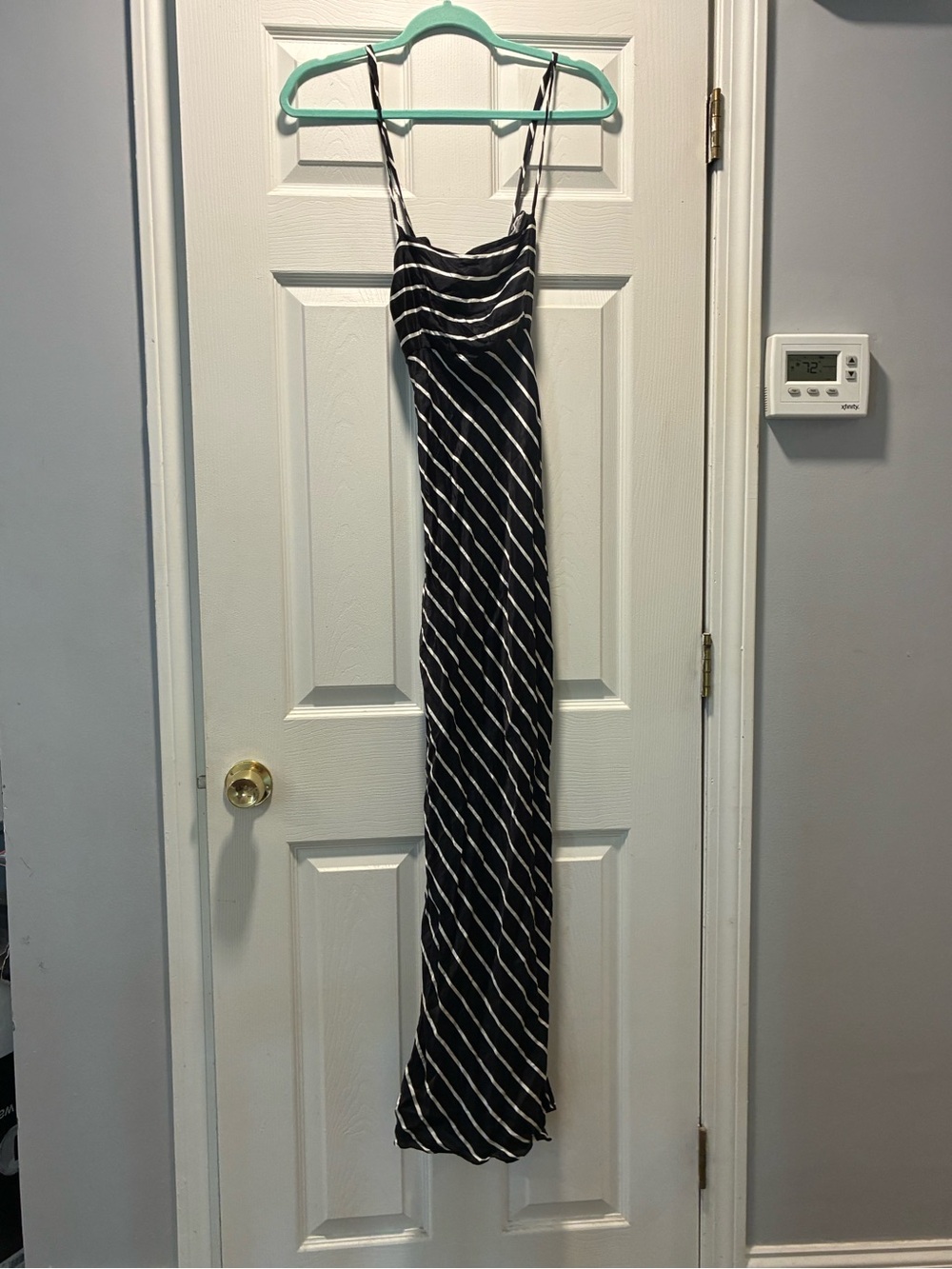 Black and White Striped Maxi Sleep Wear